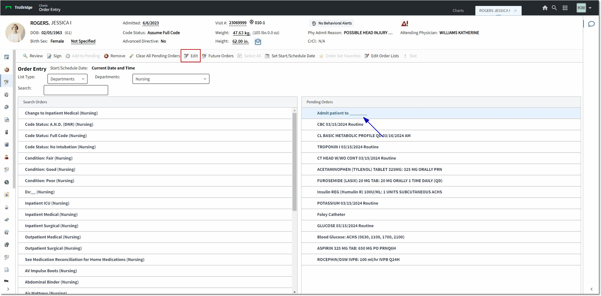 pending order edit web client