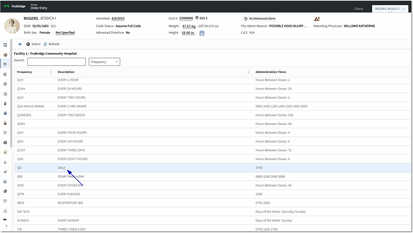 frequency table web client