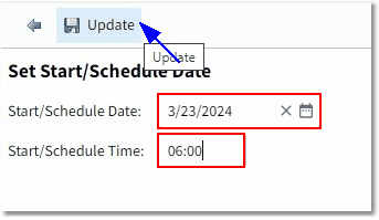 set start schedule date OE web client