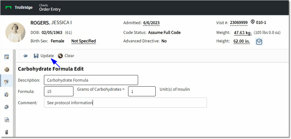 carbohydrate formula web client