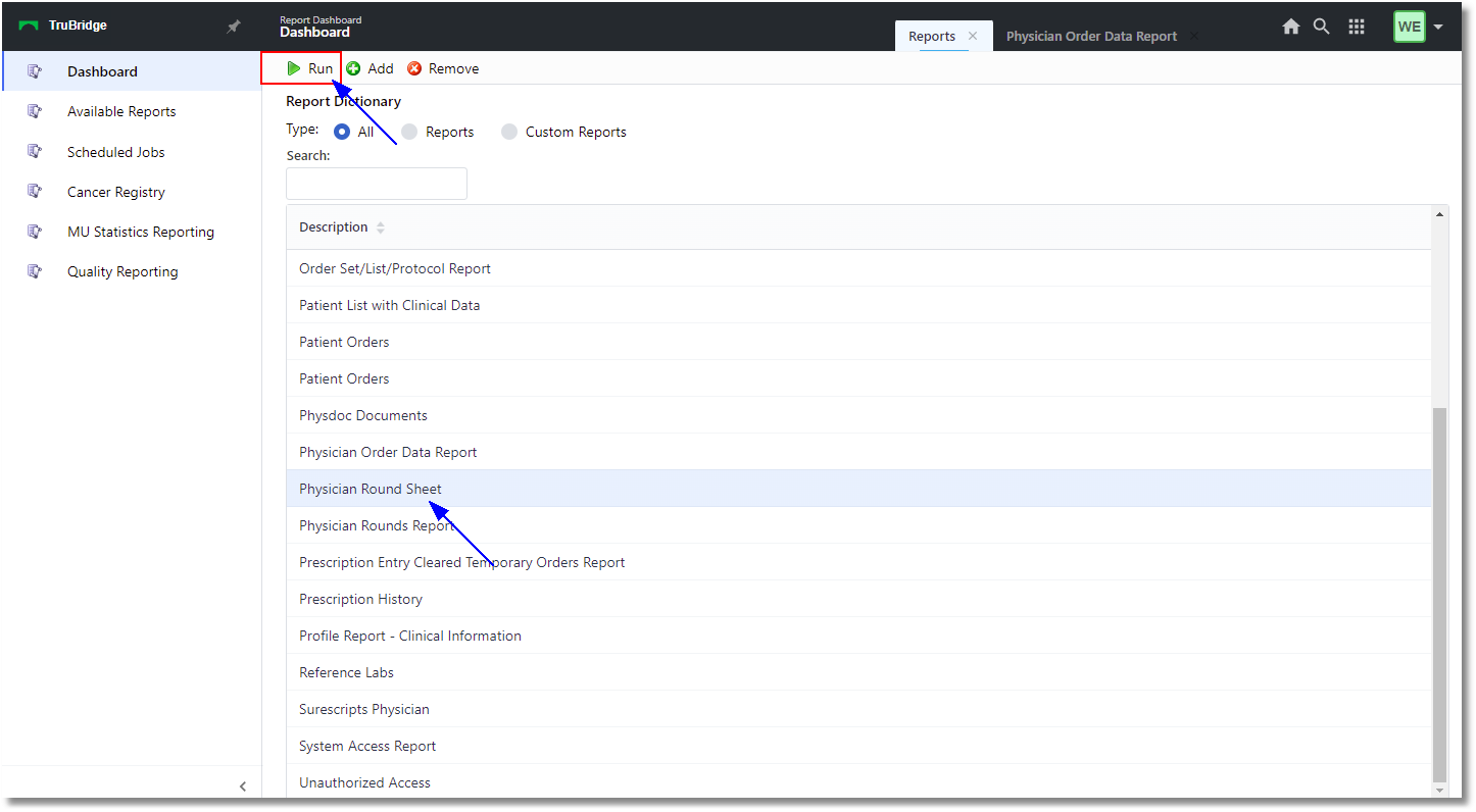 physician round sheet web client