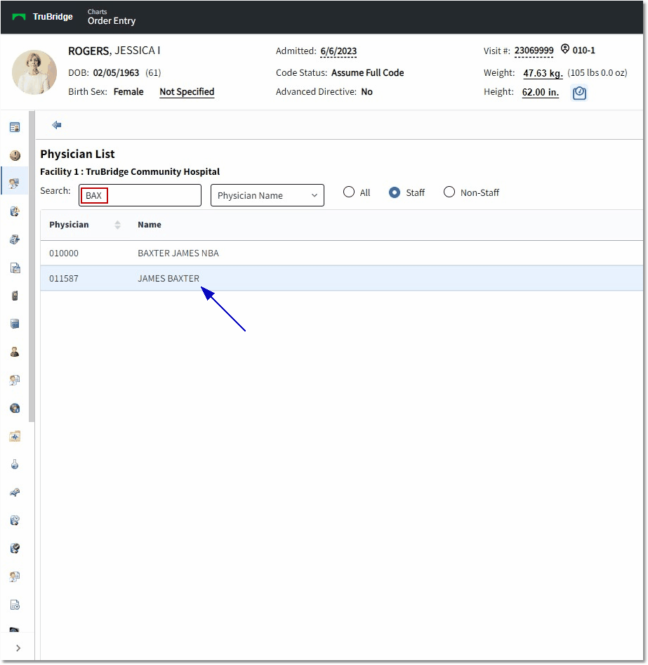 order entry physicians web client