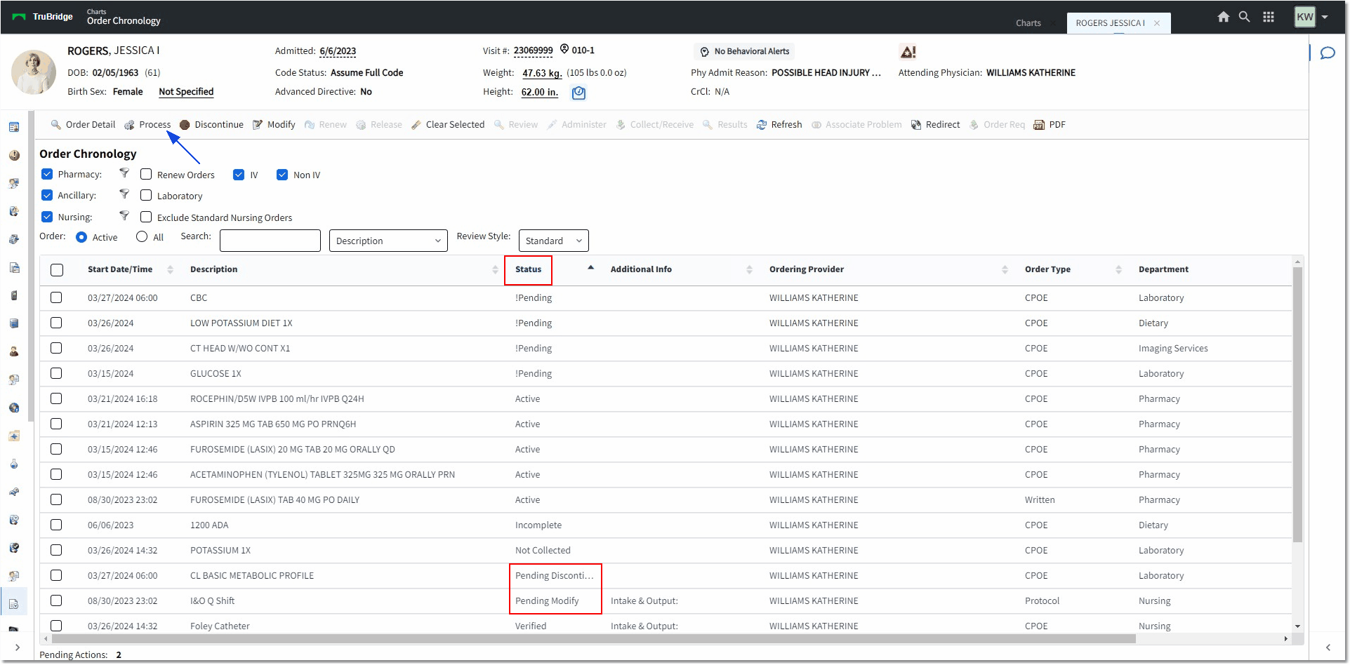 order chronology 2 web client