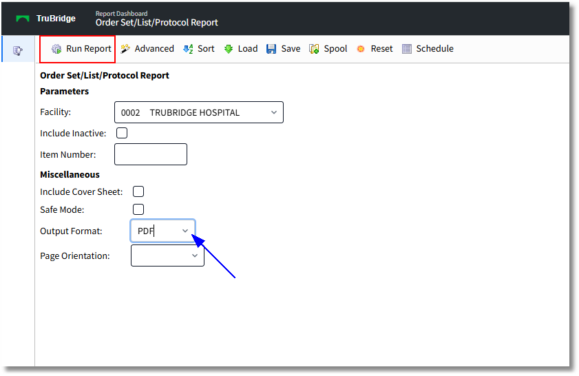 order set list protocol report web client