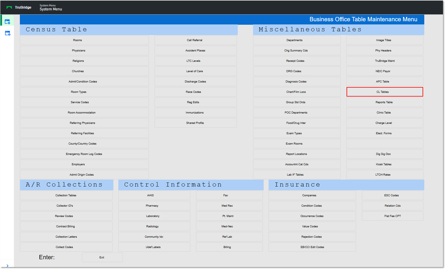 CL Tables page