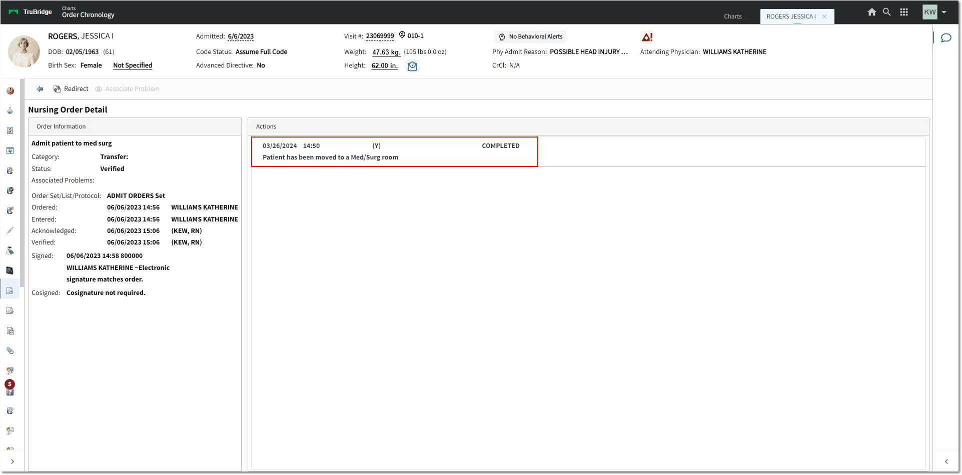 order chronology nursing 2 web client