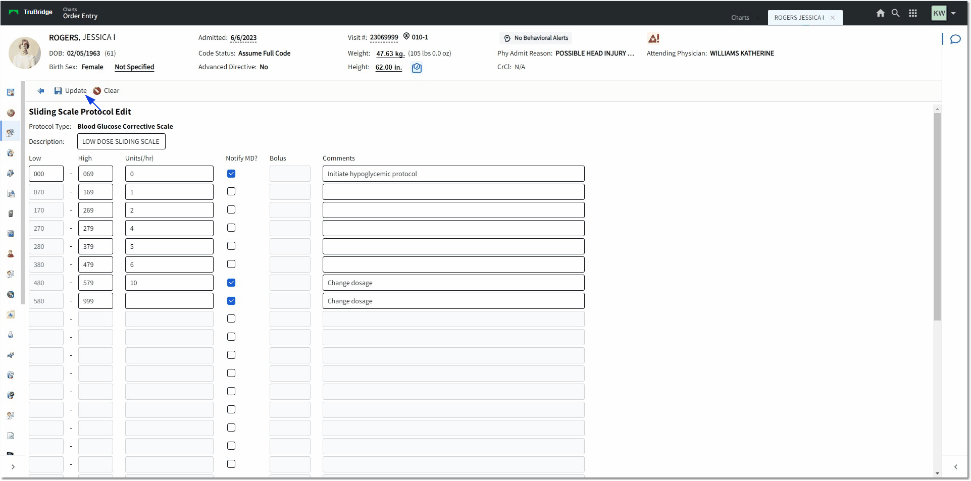 sliding scale protocol edit web client