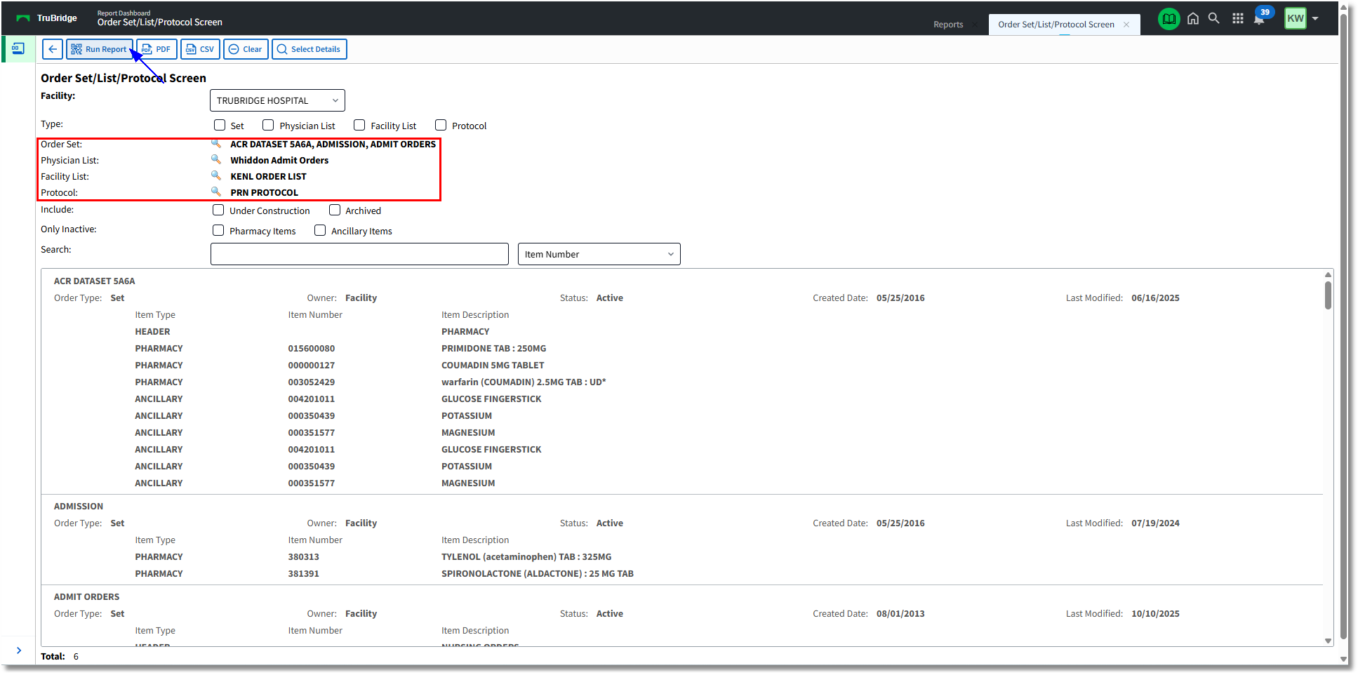 order set list protocol screen 3