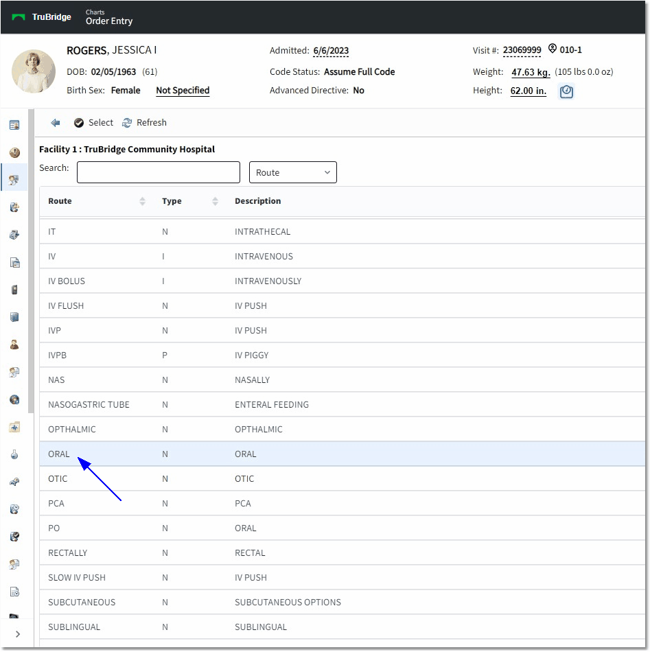 route table web client