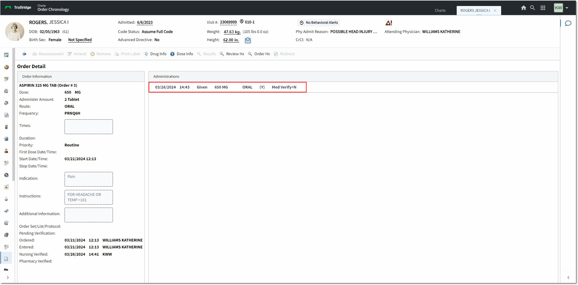 order chronology med 2 web client
