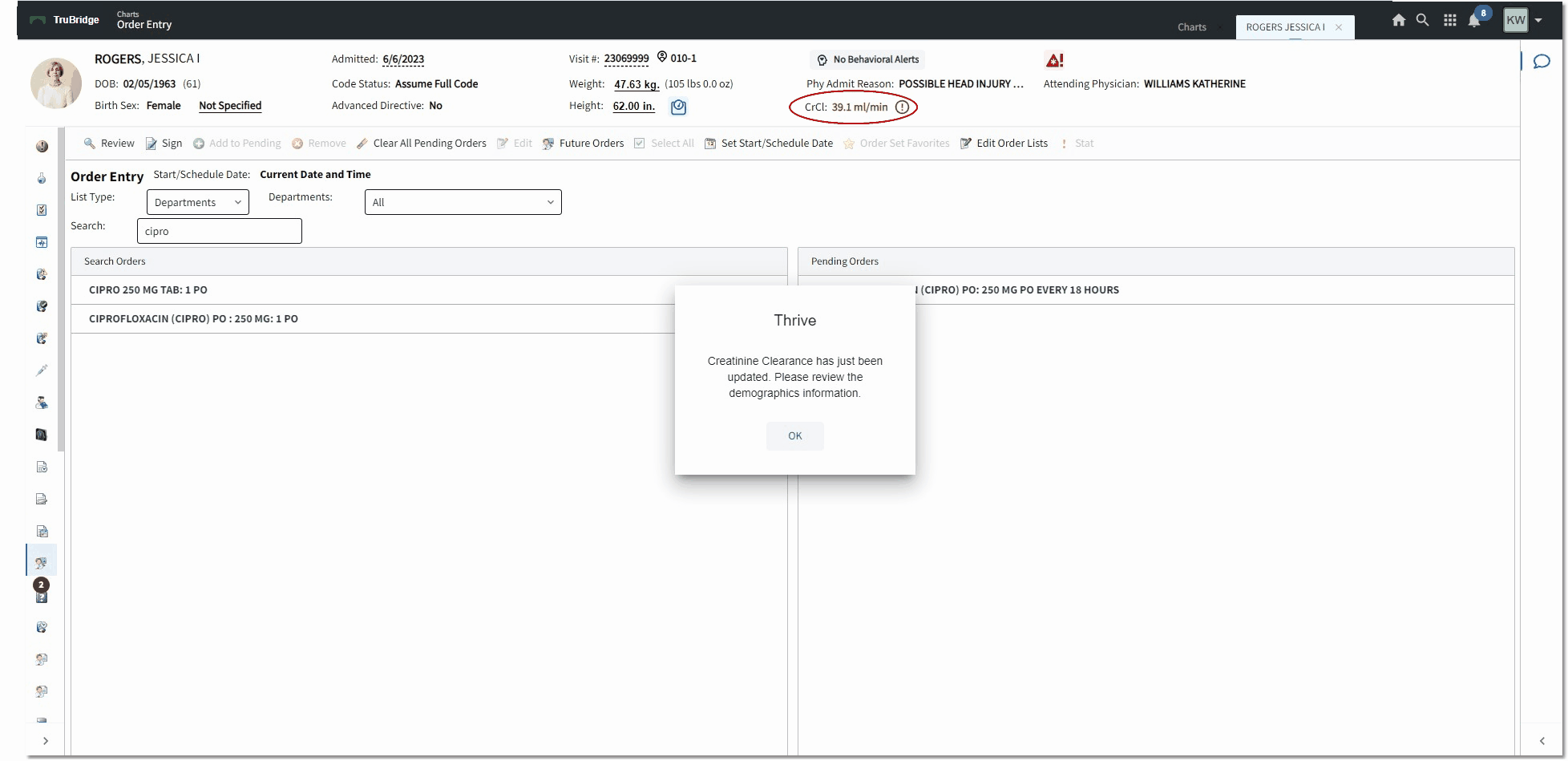 creatinine clearance web client