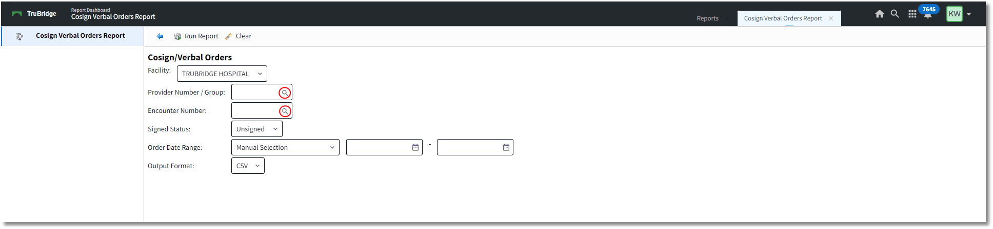 report dashboard cosign verbal