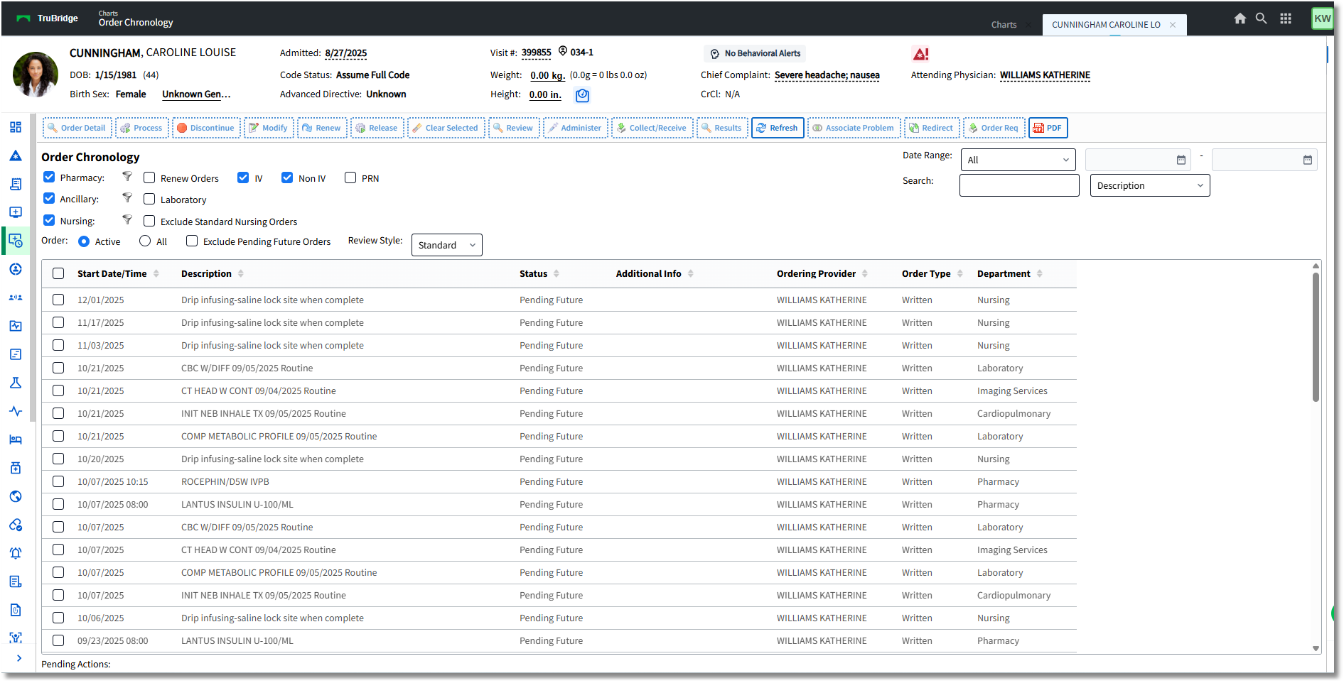 order chronology view