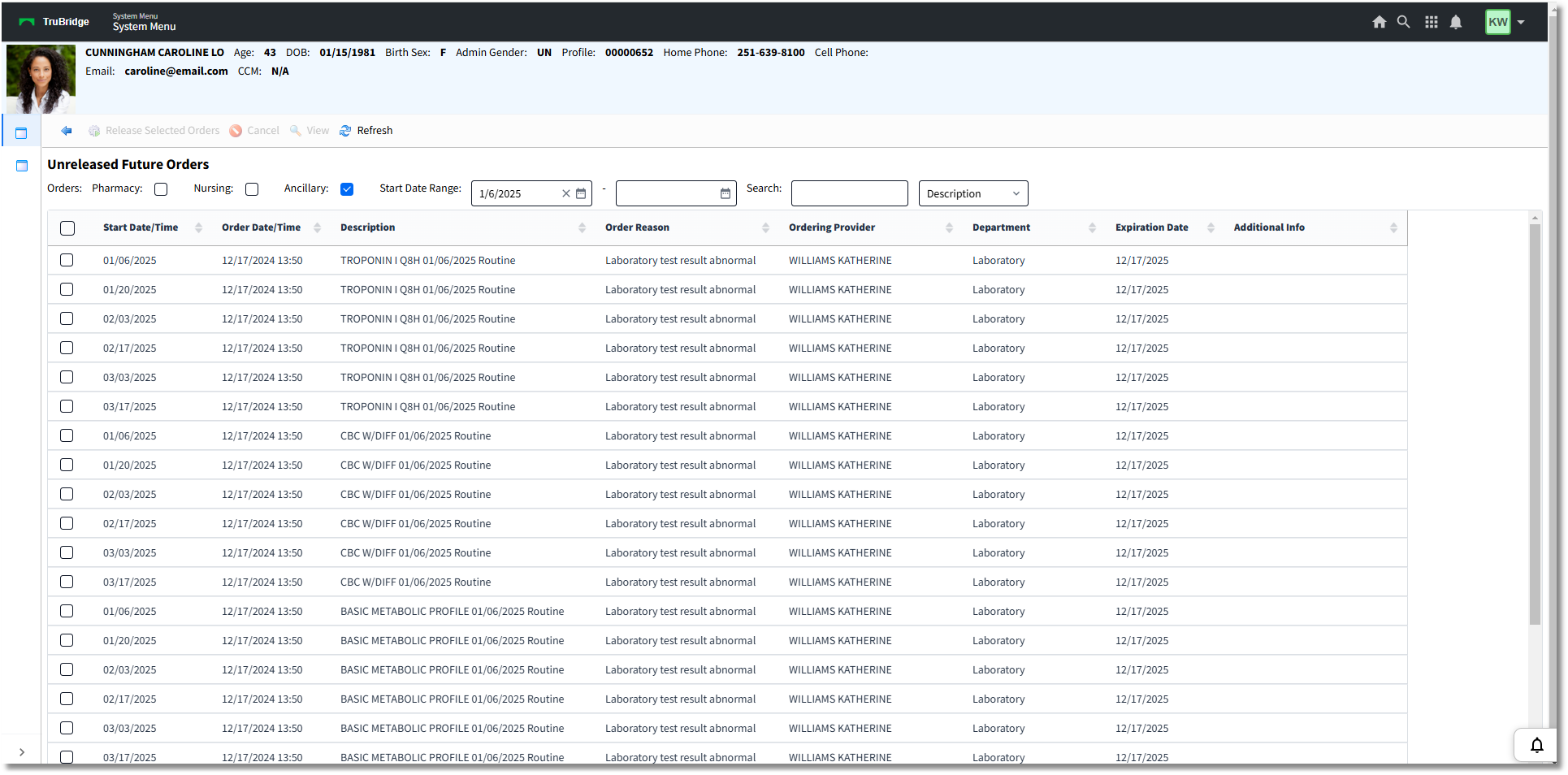 profile future order verification