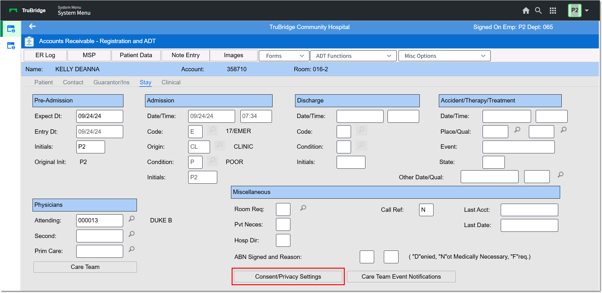 Registration Stay Tab
