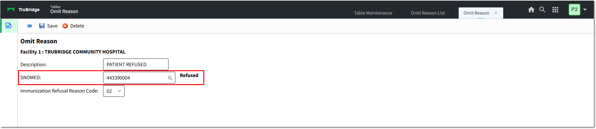 Omit Reason SNOMED