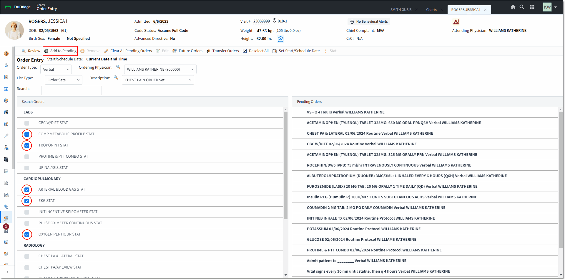 order sets web client