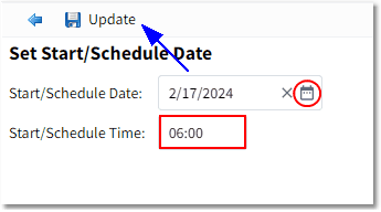 set start schedule date 1 web client