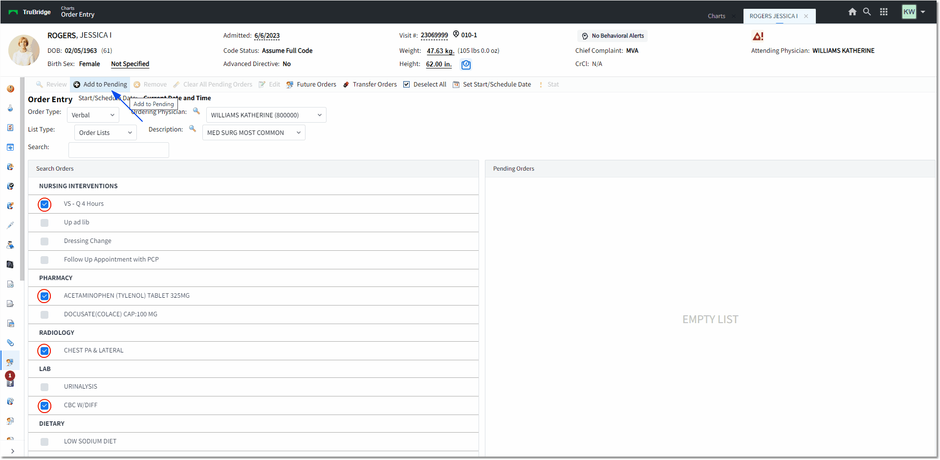 order list web client