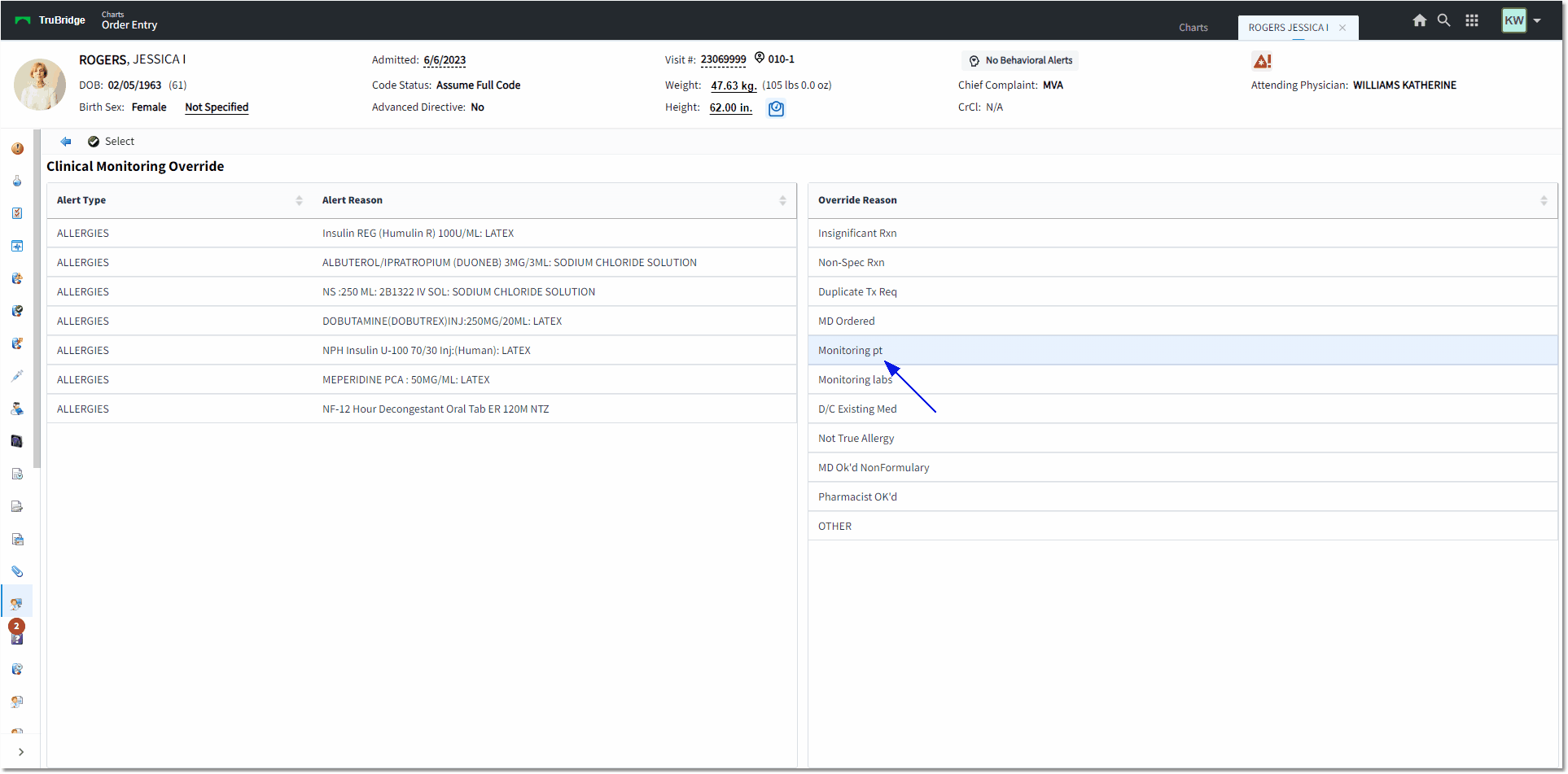 clinical monitoring override 2