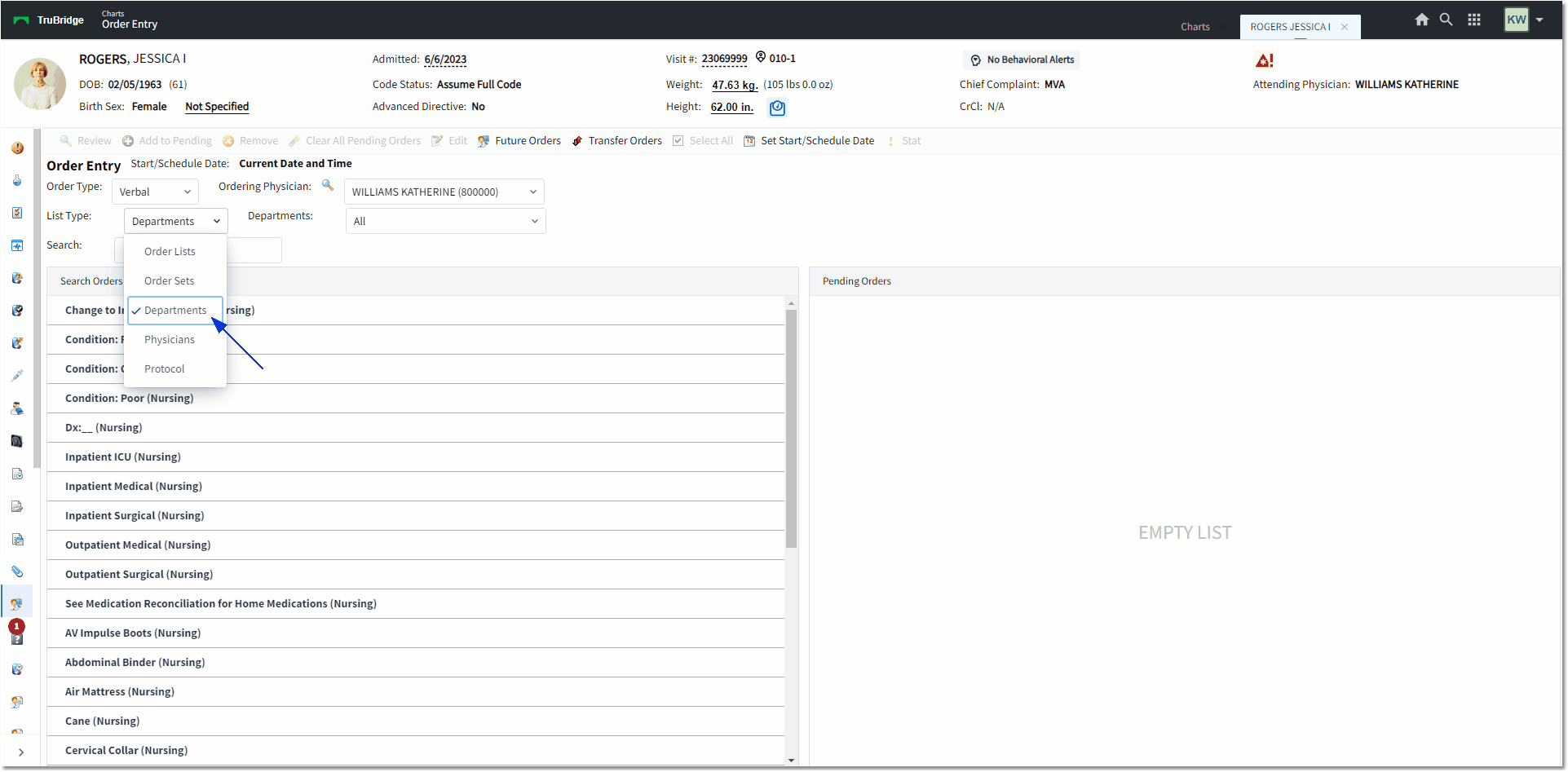 list type web client