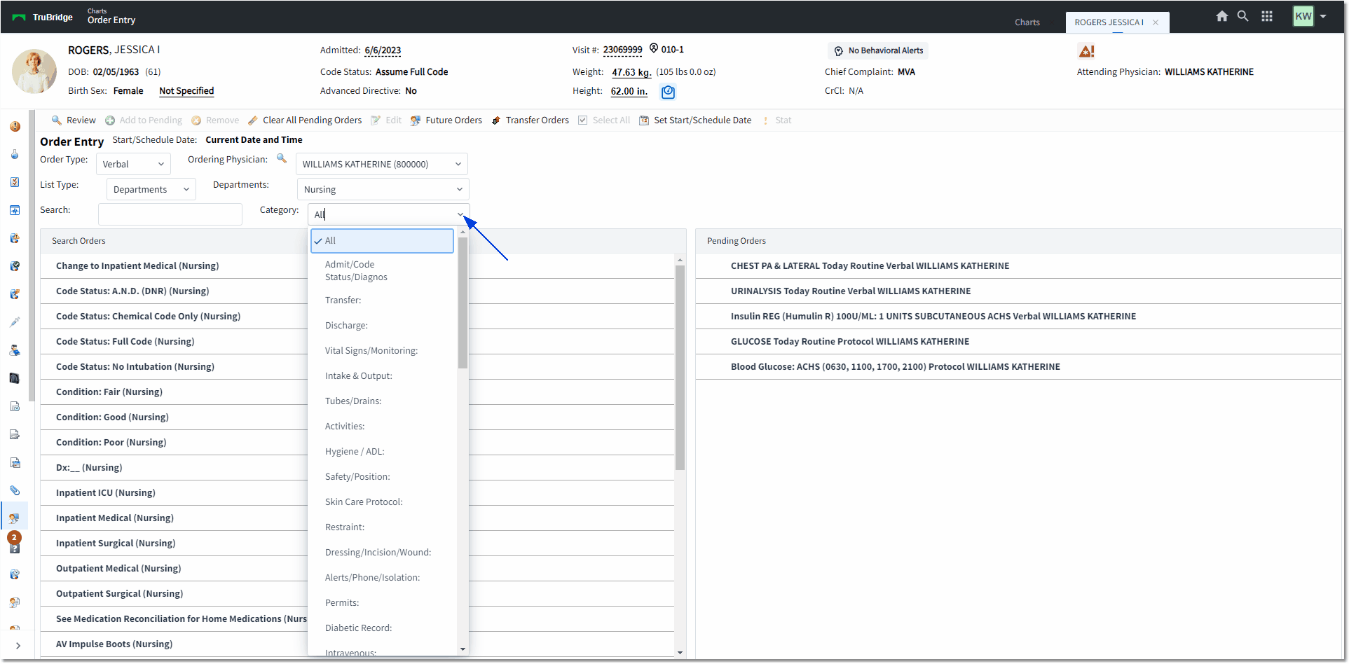nursing order web client
