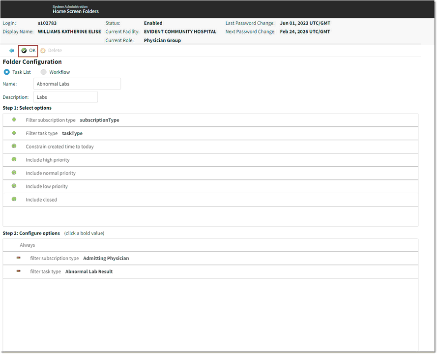 folder configuration example