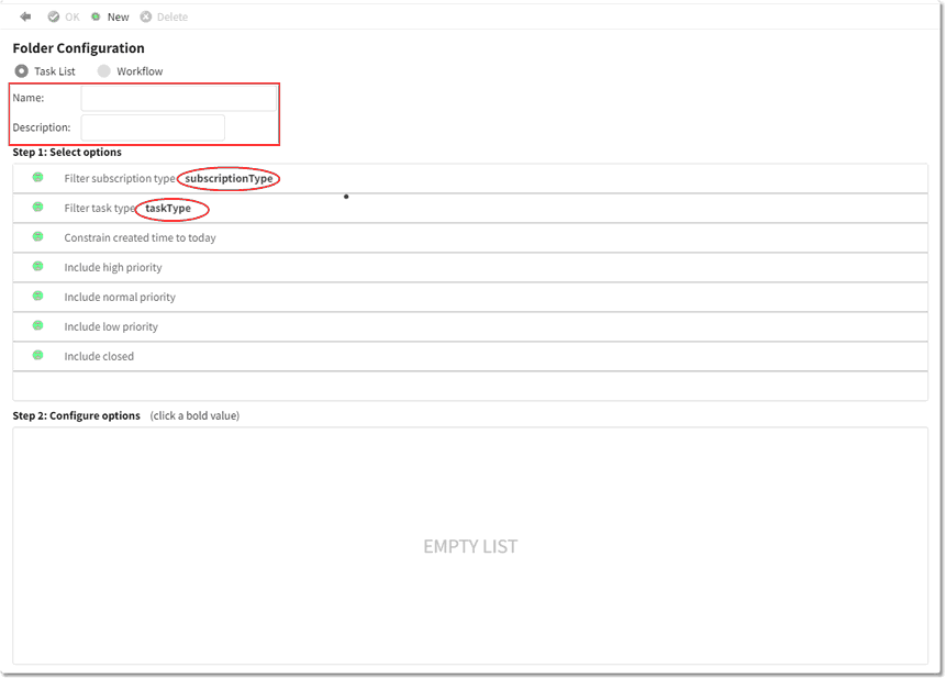 folder configuration
