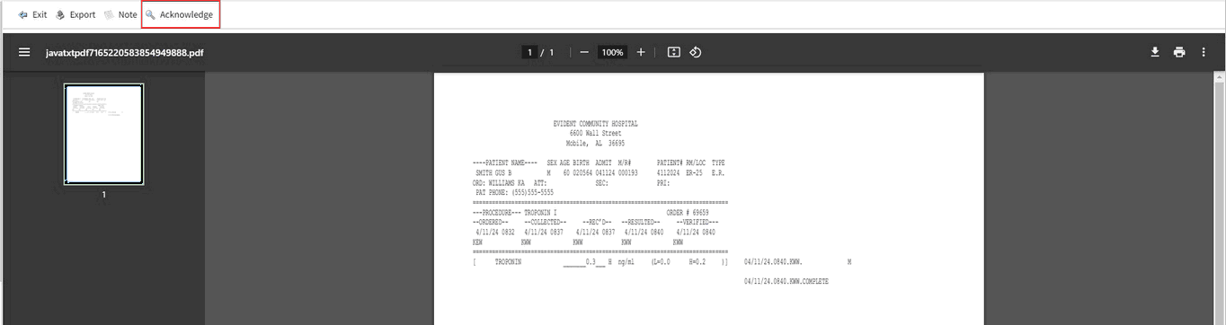 lab result