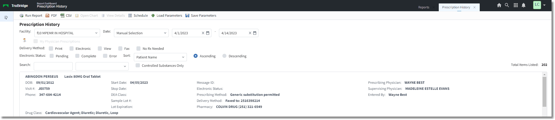 rx history employee parameters